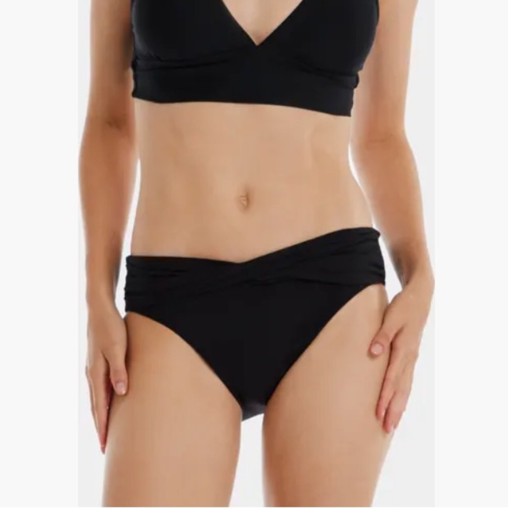 🌻NEW w/tag Helen Jon Black Twist Front Hipster Swim Bottoms Size Small